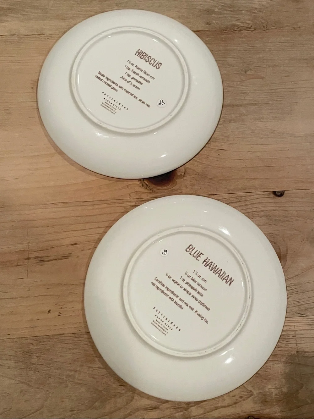 NWT (2) Pottery Barn Vtg Aloha Girls 8” appetizer tapas plates recipes on back